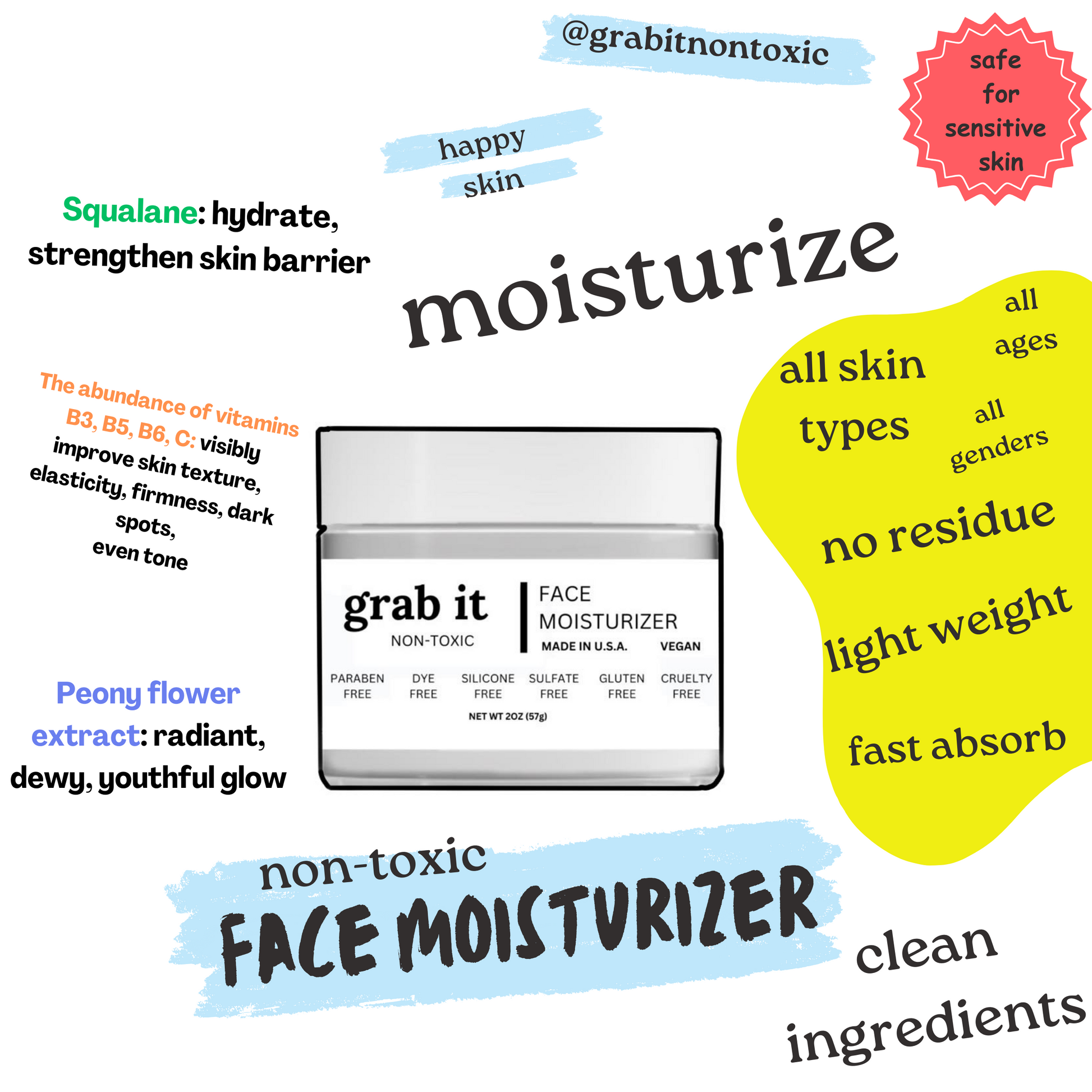 Grab It Non-Toxic Face Moisturizer 2 Oz